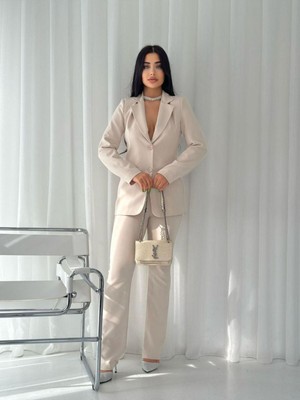 Bella Breeze Kadın Düğmeli Blazer Ceket Pantolon Takım Elbise