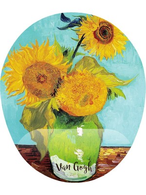 Hamiki Van Gogh Ayçiçekleri Natürmort Bilek Destekli Mouse Pad Ergonomik Kaymaz Taban Mousepad Fare Altlığı