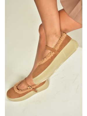 Fox Shoes V811269502 Taba Süet Içi Kürklü Günlük Kadın Ayakkabı
