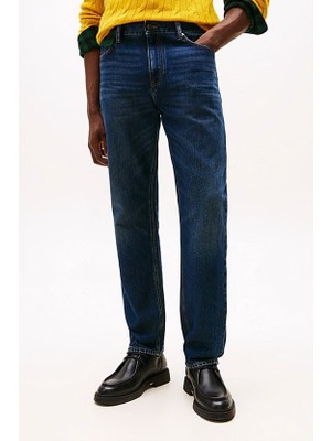 Tommy Hilfiger Erkek Regular Fit Düz Paça Eskitme Görünümlü Jean Pantolon - Lacivert