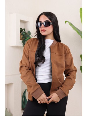 Baselco Kadın Relax Fit Bomber Süet Ceket