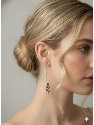 925 Ayar Papatya Silver Sallantılı Yılan Küpe.rose.gold.rodaj