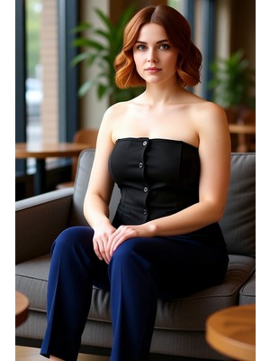 FRM Kadınlar Için Şık Straplez Bluz Düğmeli Interlok Örme Vücut Sarıcı Kaliteli Şık Rahat Modern