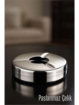 Brf Bfs  Kapaklı Paslanmaz Küllük - Kapaklı Metal Kül Tablası -  Masaüstü Küllük