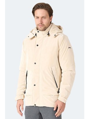 Slazenger Grım Erkek Çıkarılabilir Kapüşonlu Bej Mont & Kaban