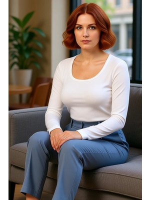 FRM Kadın Vücuda Oturan Uzun Kollu Basic Bluz Pamuklu Dokusuyla Konfor Sunar Kaliteli Şık Rahat