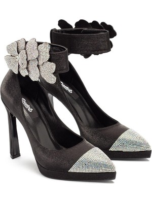 Dedos Kadın Özel Taşlı Bilekten Bağlamalı Yüksek Topuklu Platform Ayakkabı 6015