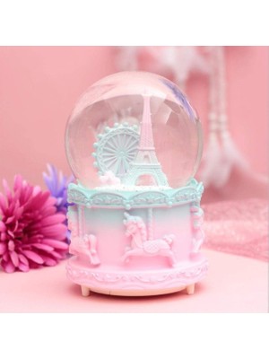 Keyfim Shop Renkli Eyfel Kulesi Orta Boy Işıklı Müzikli Kar Küresi