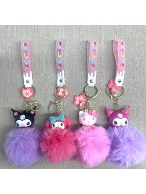 Ronanna Ponponlu Kuromi ve Hello Kitty Karışık Anahtarlık