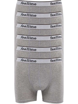 MELENERS 6 Adet Feelline Gri Pamuklu Doğal Likralı Erkek Boxer
