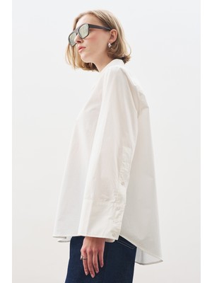 Manuka Geniş Manşetli Klasik Gömlek Ekru