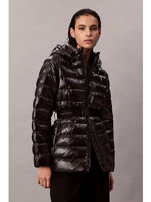 Calvin Klein Kadın Belted Lightweight Puffer Mont - Siyah