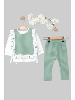 Dinamik çocuk Kız Bebek Özel Tasarım Belden Bağlamalı Örme Trikolu Badili 3lü Takım 3-6-9-12-18-24AY