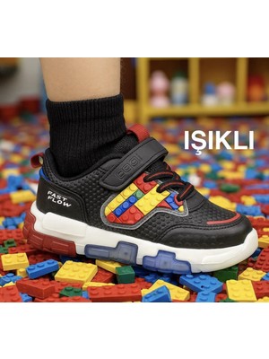 Cool Heros-Ptk 26/30 LEGO Desenli Işıklı Cırtlı Sneaker Spor Ayakkabı