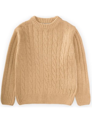 Cigit Saç Örgülü Kazak 1-8 Yaş Hardal Sarı