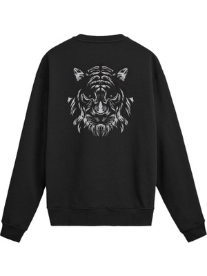 Colermi Sırt Baskılı Kaplan Tasarımlı Sweatshirt