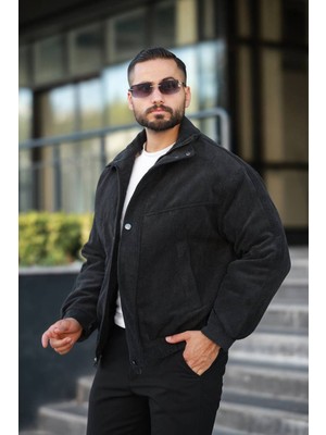 Baselco Tasarım Oversize Içi Kapitone Dolgulu Kadife Ceket