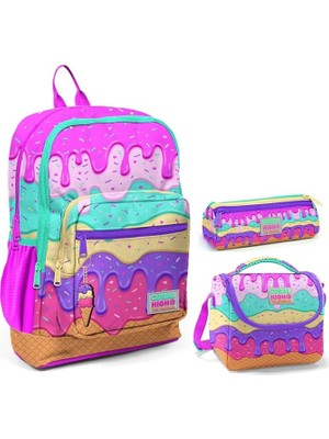 High Renkli Dondurma Üçlü Ilkokul Okul Çanta Seti