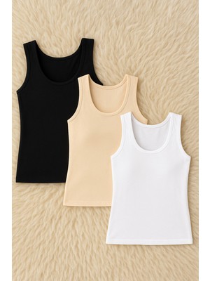 Alissa Kadın Bambu Likralı Kalın Askılı 3'lü Atlet W6K6K1T2KA