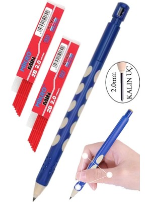 Artlantis Kalın Uçlu Versatil Kalem 2.0 mm Mavi 1 Adet ve 2.0 mm Kalın Uç Kırmızı 2 Adet Kalın Uçlu Mekanik Kalem
