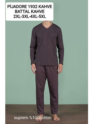 Pijadore 1932  Battal Beden Uzun Kollu Erkek Pijama Takım