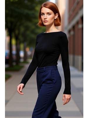 PayBuy Kadın Fitted Kayık Yaka Uzun Kollu Basic Bluz Şık ve Konforlu Günlük Kullanım Için Ideal Iki Renk
