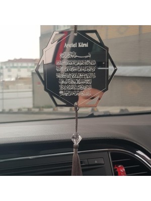 Olur O Zaman Ayet-El Kürsi Yazılı Altıgen Dikiz Aynası Süsü