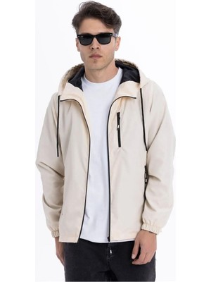 D1fference İçi Astarlı Cepli Kapüşonlu Jel Elyaflı Su ve Rügar Geçirmez Erkek Yağmurluk