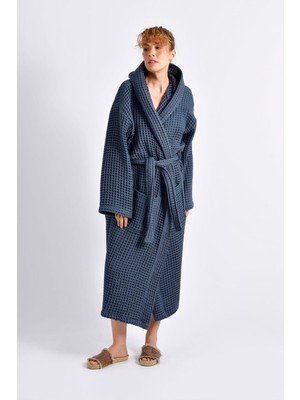 Lacivert Waffle (Gofre) Bornoz