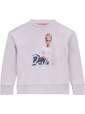 Barbie Baskılı Kız Çocuk Gri Sweatshırt BRB5WG-SWT6042