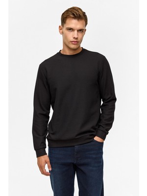 Süvari O Yaka Waffle Erkek Sweat SW2013700006 Siyah