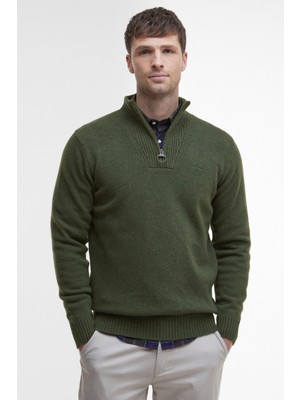 Barbour Essential Lambswool Half Zip Kazak OL54 Mıd Olıve