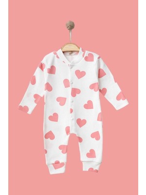 Dinamik çocuk Bebek Kalpli Baskılı Fitilli Kumaş Çıtçıtlı Yenidoğan Bebek Tulumu %100PAMUK Esnek 1-3-6AYLIK