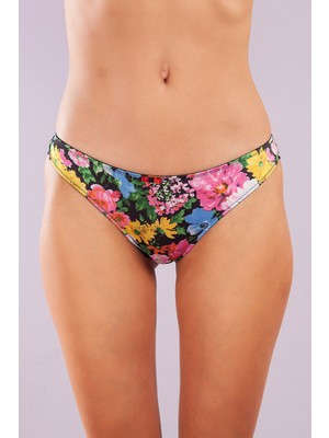 Golshan Garden Brazillian Slip, Kadın Dantelli Çiçek Baskılı Brezilyan Külot