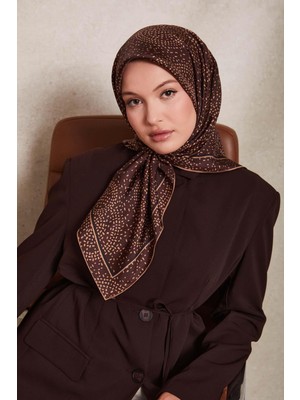 Lêvi D'or Kahve Noktalı Daireler Bask. Twill İpek Eşarp