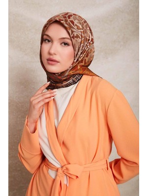 Lêvi D'or Siyah - Vizon Vectör Desen Twill İpek Eşarp