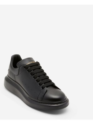 Mcqueen Erkek S.rubber Kalın Tabanlı Monokrom Deri Sneakers - Siyah