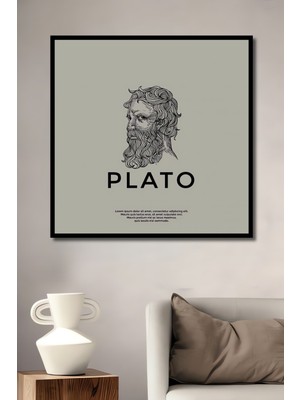 Teona Ahşap Dekoratif Ahşap Dikdörtgen Tablo Platon Portresi Çerçeve Görünümlü