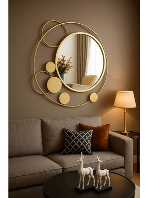 Wallover Design Glow Gold Luxe Design – Özel Tasarım Modern Dekoratif Ayna, 90X90 Cm(Mobilya)