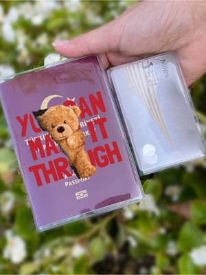 Nurdic Ayıcık Desenli Universal Şeffaf Pasaport Kılıfı Model Tüm Ülke Pasaportlarına Uygun