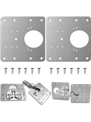 2 Adet Paslanmaz Çelik Menteşe Onarım Plakası – 9x9 cm Tamir Kiti, 12 Vida ile – Dolap Kapakları Için Dayanıklı ve Kolay Montajlı Menteşe Sabitleme Plakası