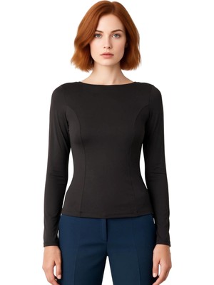 Ersefa Kadın Düşük Kollu Kayık Yaka Esnek Örme Bluz Kaliteli Şık Rahat Modern Zarif Günlük