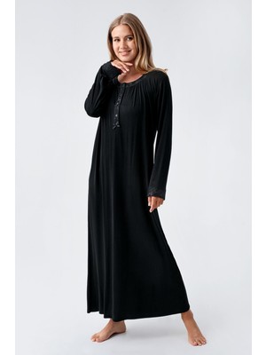 Artış Collection Uzun Kollu Düğmeli Esnek Viskoz Gecelik 18104