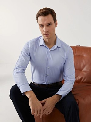 LC Waikiki Slim Fit Uzun Kollu Çizgili Poplin Erkek Gömlek  (W5)