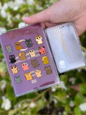 Nurdic Kedi Çetesi Desenli Universal Şeffaf Pasaport Kılıfı Model Tüm Ülke Pasaportlarına Uygun