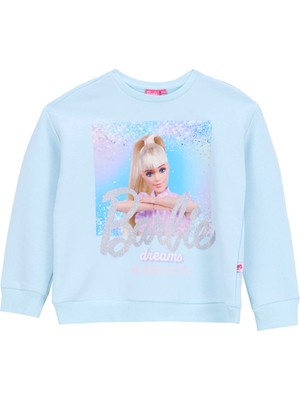 Barbie Baskılı Kız Çocuk Açık Mavi Sweatshırt BRB5WG-SWT6608