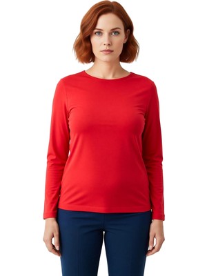 Ersefa Kadın Likralı Penye Süprem Kayık Yaka Uzun Kollu Crop Üst Kaliteli Şık Rahat Modern Zarif Günlük