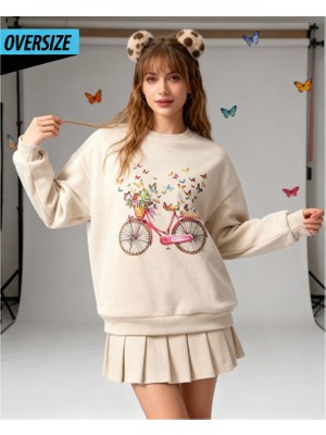 Hena Butterfly Ride Oversize Sweatshirt Bej
