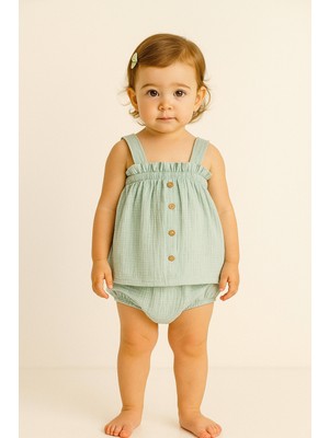 Kidaxi Müslin Askılı Bluz Külot Takım 3-6/6-9/9-12/18-24AY