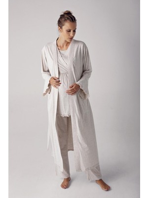 Artış Collection Kadın Uzun Kollu Esnek Pamuklu Hamile Sabahlık Pijama TAKIMI13300